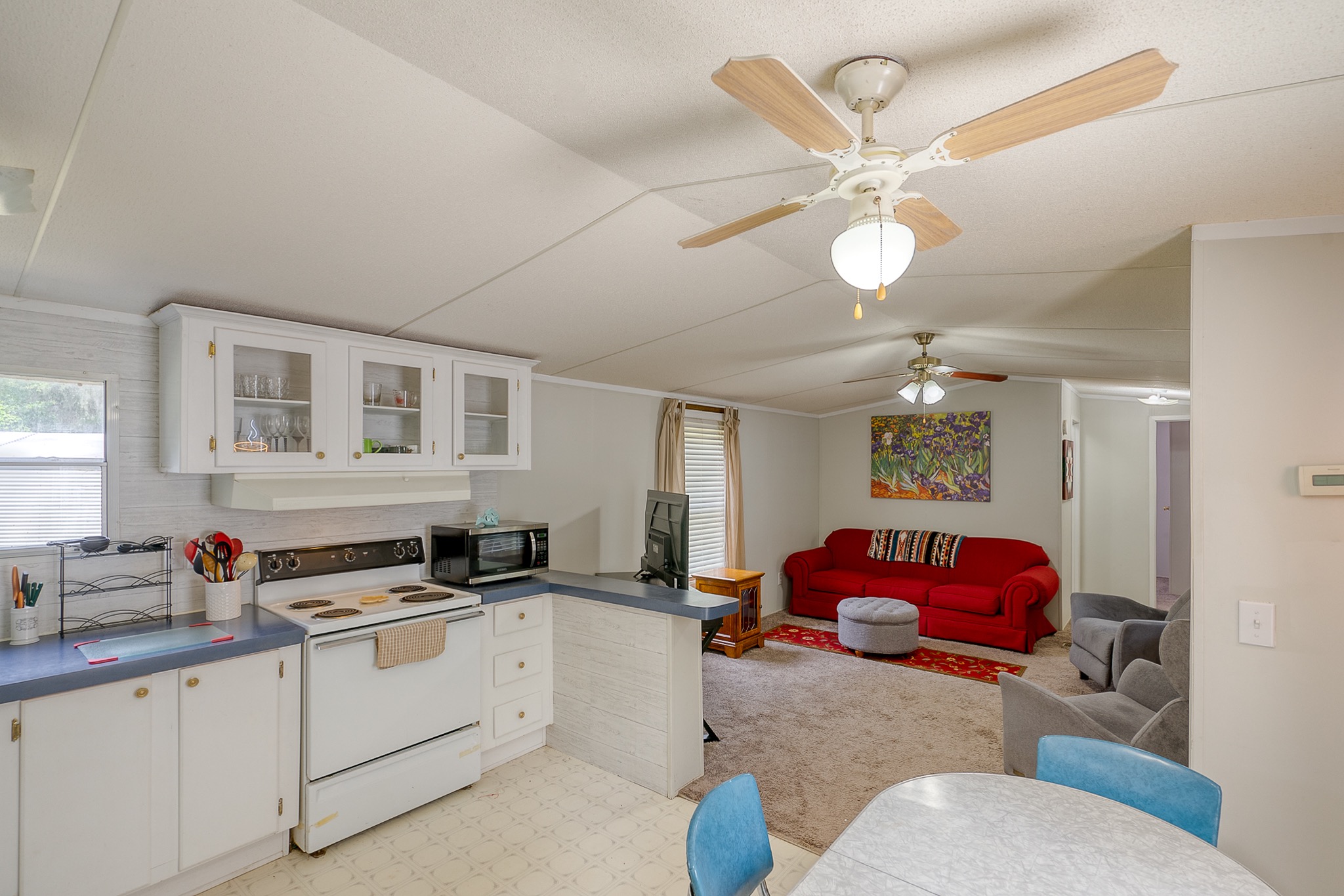 Kitchen open to living area